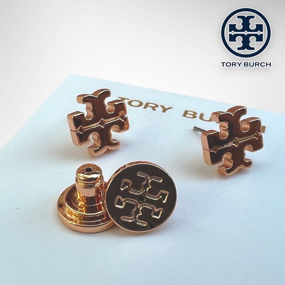 New Tory Burch 18k Rose Gold Plated Kira Stud Earrings in Rose Gold $78 - Picture 10 of 13